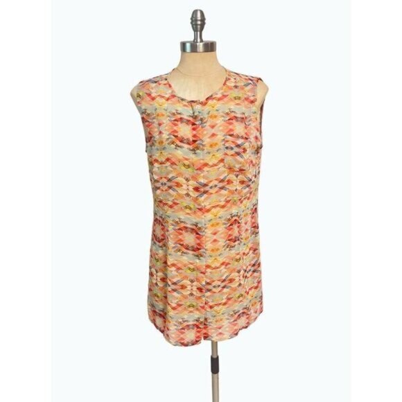 Cabi 760 Avery Multi-Color Sheer Button Front Tunic Medium - Picture 2 of 6